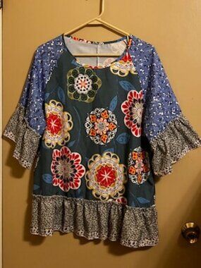 Cherry Betty Boho Patchwork Tunic Top